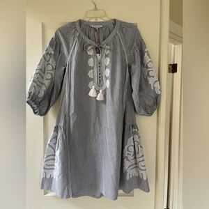 Rose and Rose Cotton Striped Dress with Embroidery Details NWT Size S